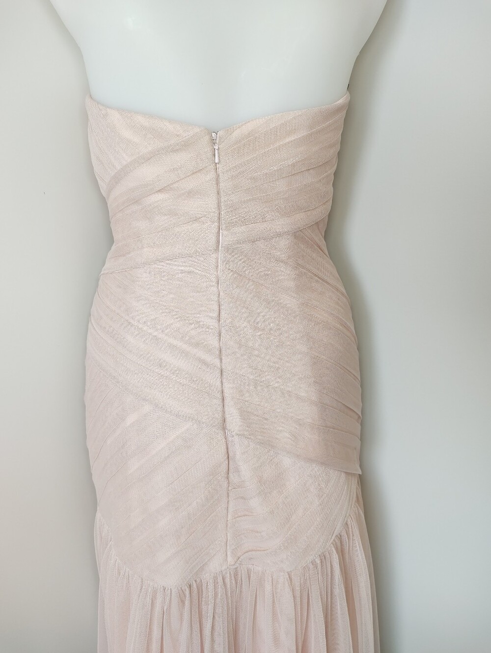Vintage Vera Wang White Strapless Blush Pink Tulle Evening Gown - Picture 7 of 16